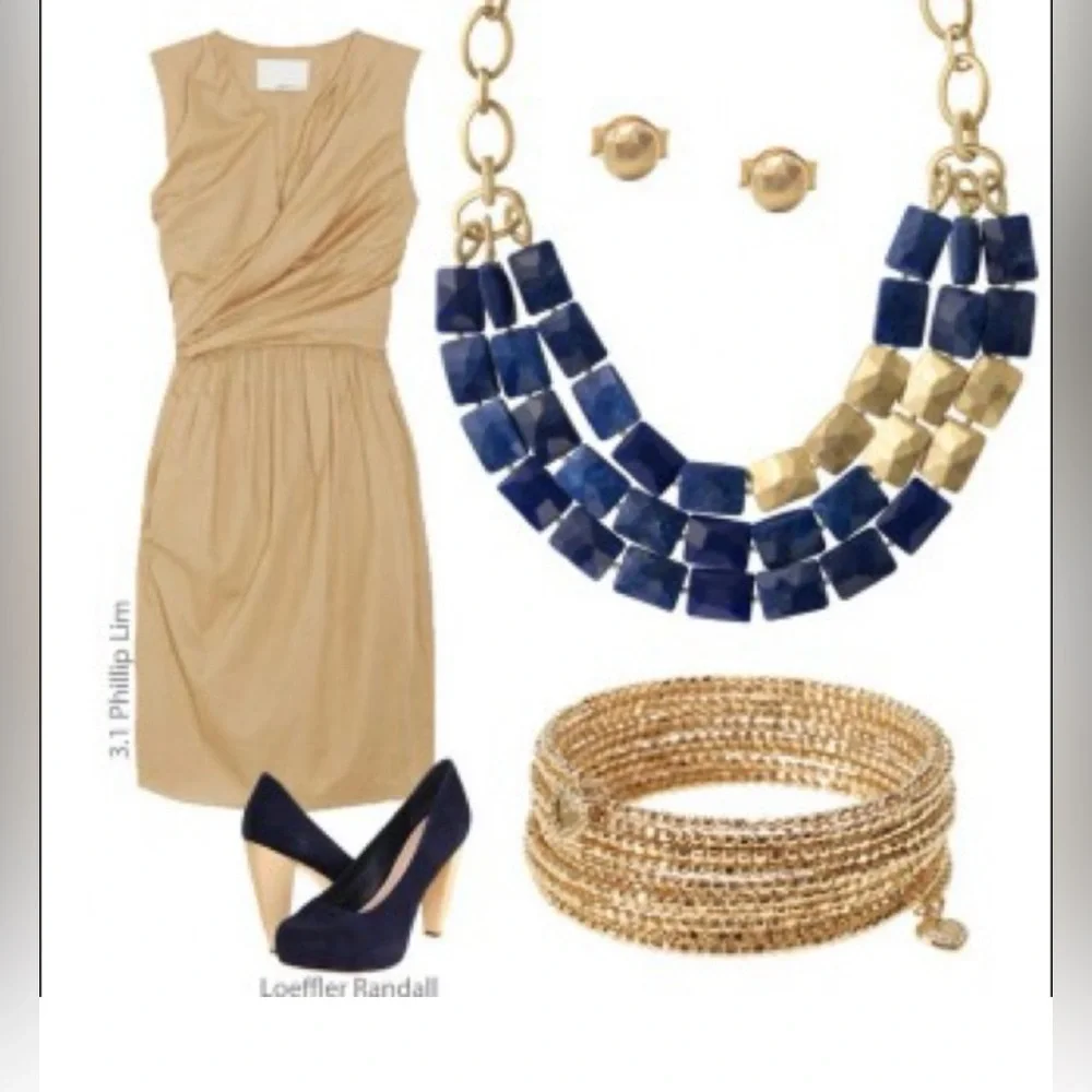Stella & Dot Bahari necklace Stunning Blue and Gold Multi strand